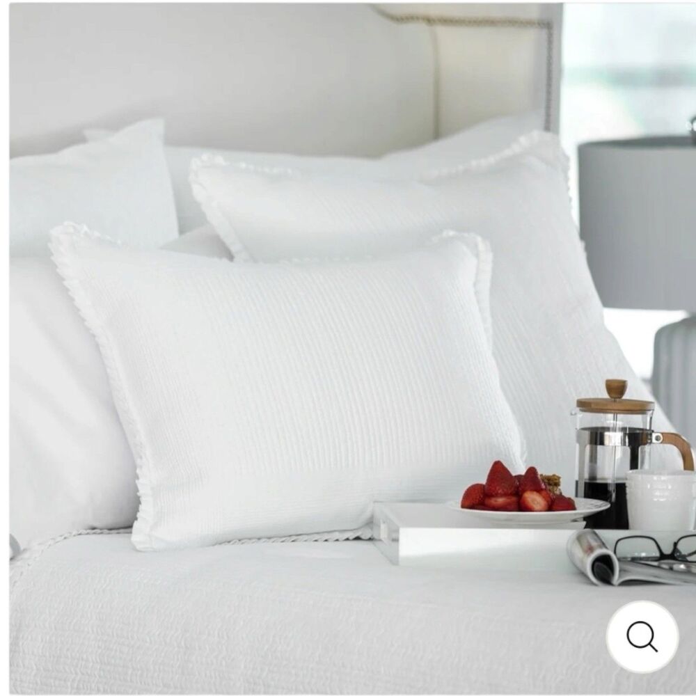 Lili Alessandra BATTERSEA LUXE Euro Shams Set Of 2 Ruffle White 27” X 36”